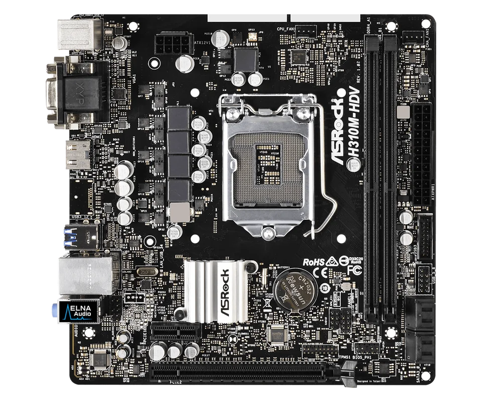 Placa-mãe ASRock H310M-HDV LGA 1151 Intel H310 DDR4 32GB Micro ATX