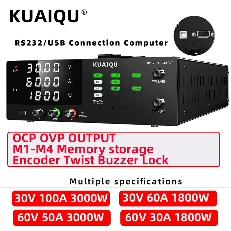 30V 100A 60A RS232/USB Large Voltage Programmable Adjustable Power Supply, 60V 30A 50A, Bench Regulated Power Supply,OCP,OVP OUT