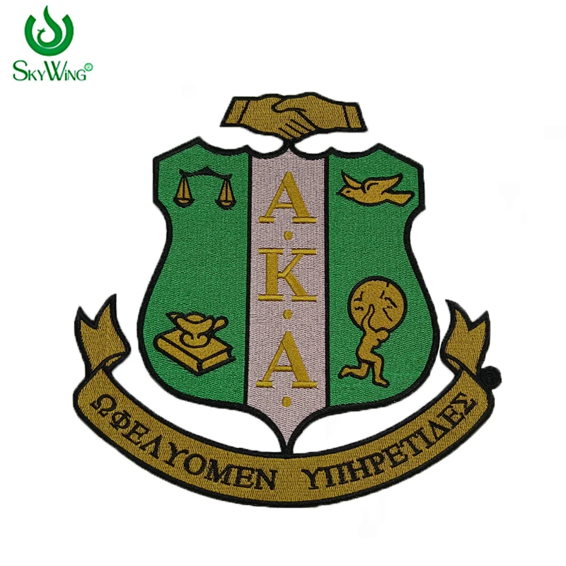 Custom Large Size Alpha Kappa Alpha AKA Sorority Crest Shield Greek Letters Alphabet Letterman Patches for Letterman Jackets