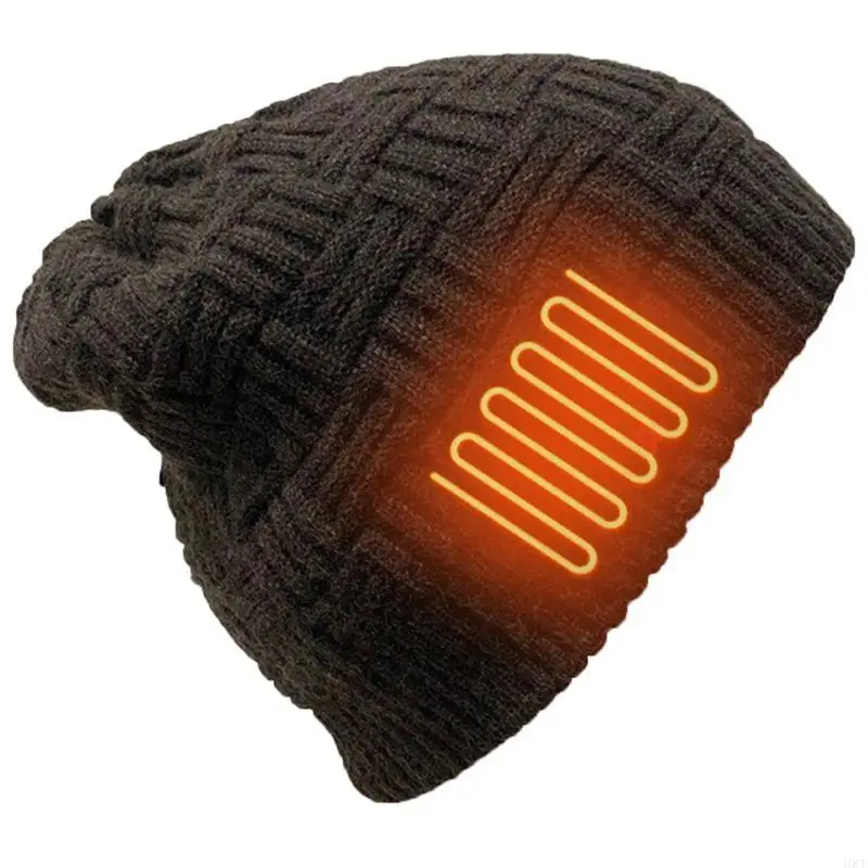 الرجال النساء قابلة للشحن الكهربائية الدافئة ساخنة قبعة الشتاء بطارية ساخنة الجمجمة قبعة قبعة ألياف الكربون التدفئة قبعة في #4