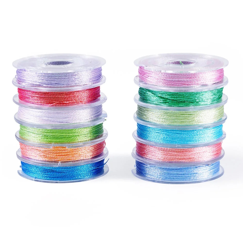 22m/Roll Polyester Metallic Cord 3-Ply Round Colorful Tight Hand Weave Thread for DIY Chinese Knotting Bracelet Crafts Making