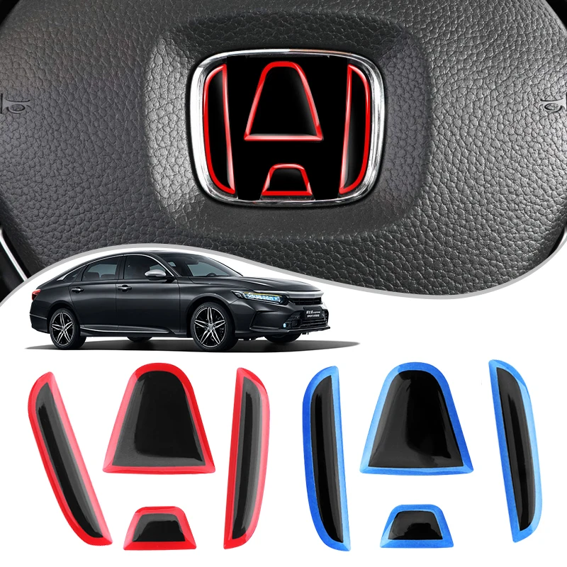 1Pcs Car Steering Wheel Front Rear Emblem Badge Logo Sticker For Honda Accord Civic Spirior City FIT CRV Protective Decoration