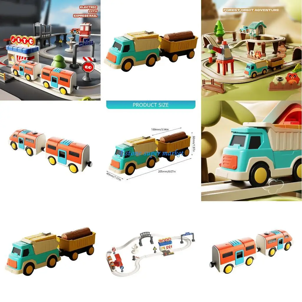 090B Juego vías tren con temática urbana y motores eléctricos para niños y niñas mayores 3 años