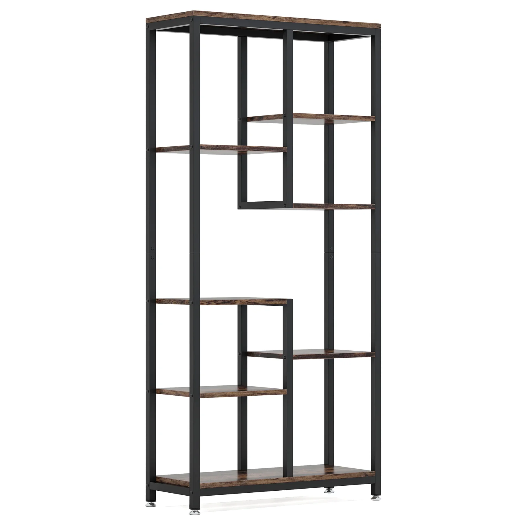 6-Tier Tall Bookshelf Bookcase, Industrial 8-Shelf Open Bookcase Storage Display Book Shelves