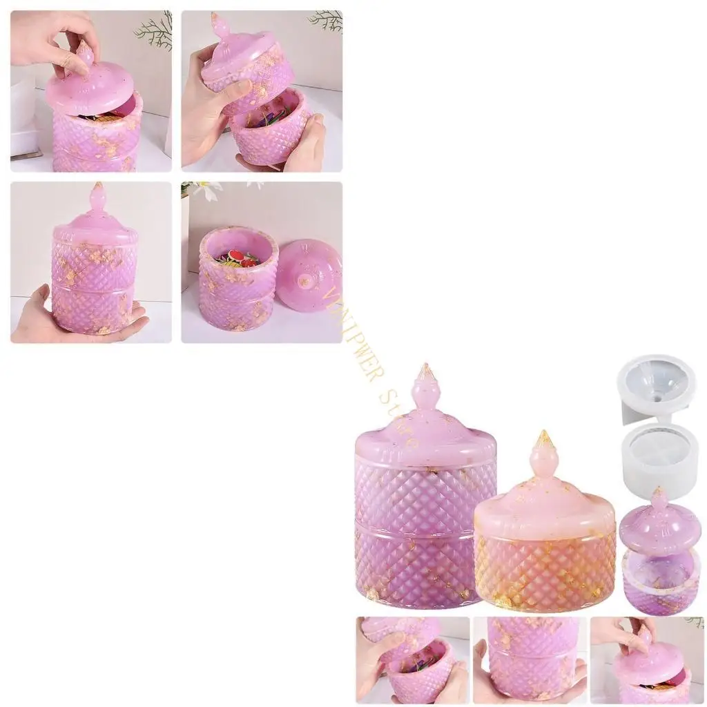 

Rhombic Striped Jar Molds with Lid Cup Silicone Molds for Epoxy Resin D08E