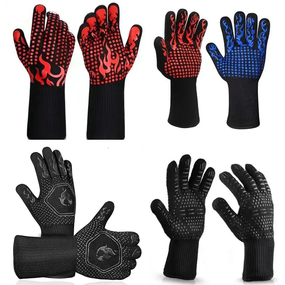 Aramid fireproof flame retardant 800° high temperature resistant outdoor barbecue protective heat-insulating gloves