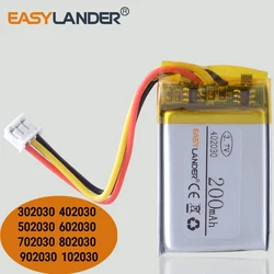 402030 3.7V 200mAh JST 1.5mm 3pin Lithium Polymer LiPo Rechargeable Battery 302030 502030 602030 702030 802030 902030 102030