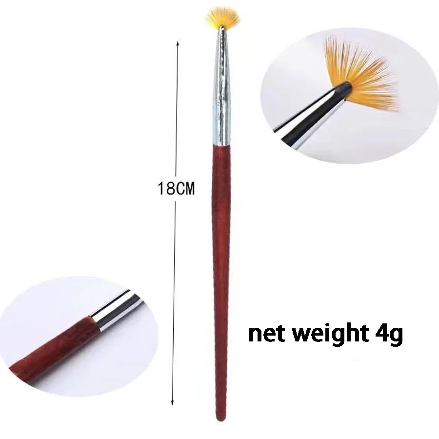 1pcs Nail Art Brush Fan Gradient Paint Draw Dust Glitter Powder Remover Clean Pen Acrylic Liner UV Gel Polish Tips Tool Manicur