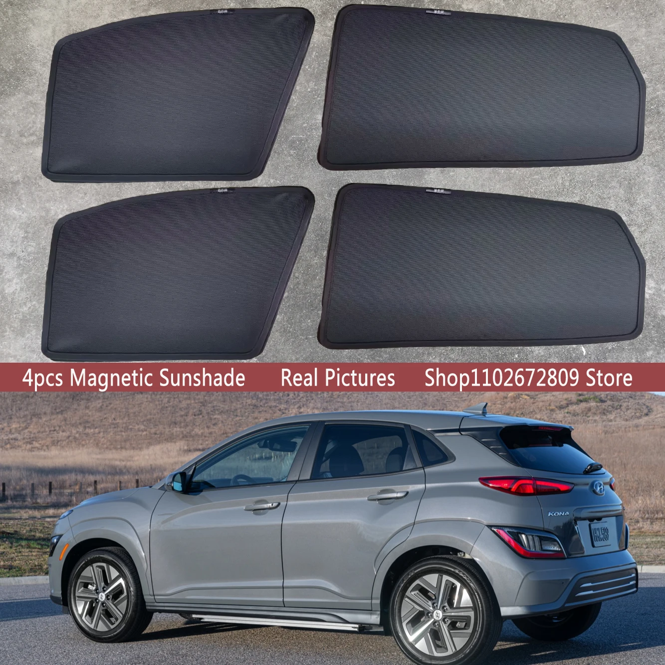 

Magnetic Car Sunshade Shield Windshield Frame Curtain Sun Shades For Hyundai Kona OS Kauai 2017 - 2022 EV Hybrid Accessories