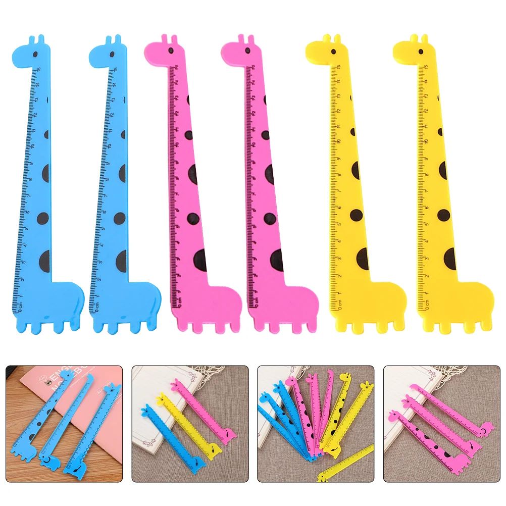 12 Pcs Tools for Kids Ruler Portable Giraffe Shape Rulers Novelty Plastic Multifunction Multi-function Student