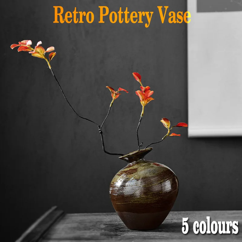

Japanese retro hand-painted glazed porcelain vase Chinese hotel club living room creative soft installation flower arranger