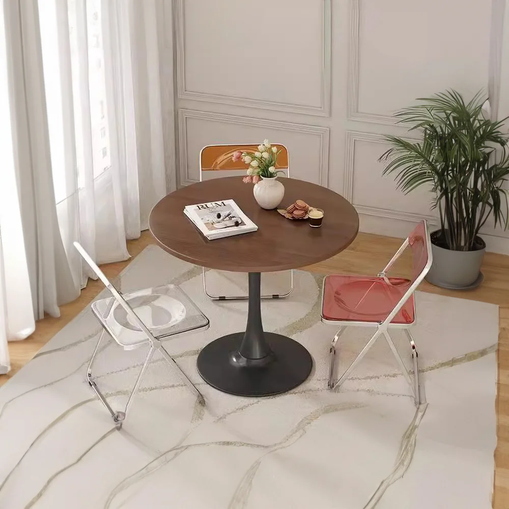 

Side few small coffee table American solid wood tulip milk tea shop coffee table negotiation balcony simple