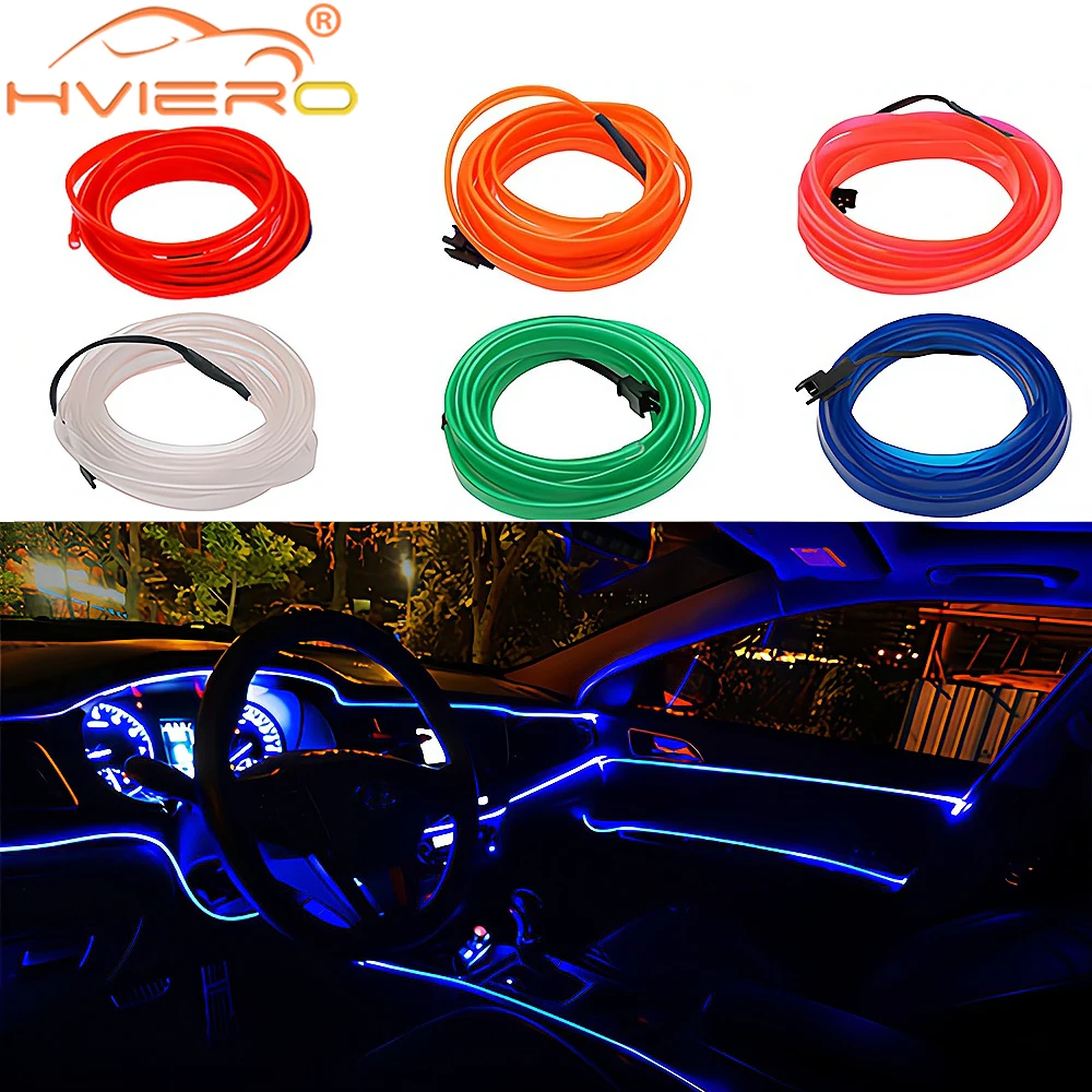 3Meters Neon LED Automotive Interior Lighting Strip Garland EL Line European Decorative Light Flexible Car Accessories Tube Tool