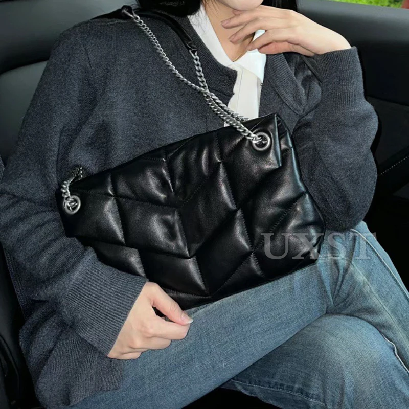 UXST Double Chain Underarm Bag New Fashion Versatile Summer High Texture Shoulder Bag Large Capacity Soft Leather Messenger Bag