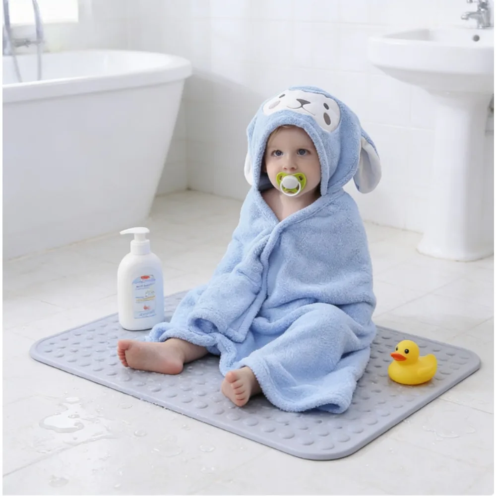 

Детский быстросохнущий халат с капюшоном из кораллового флиса с мультяшным рисунком для малышей