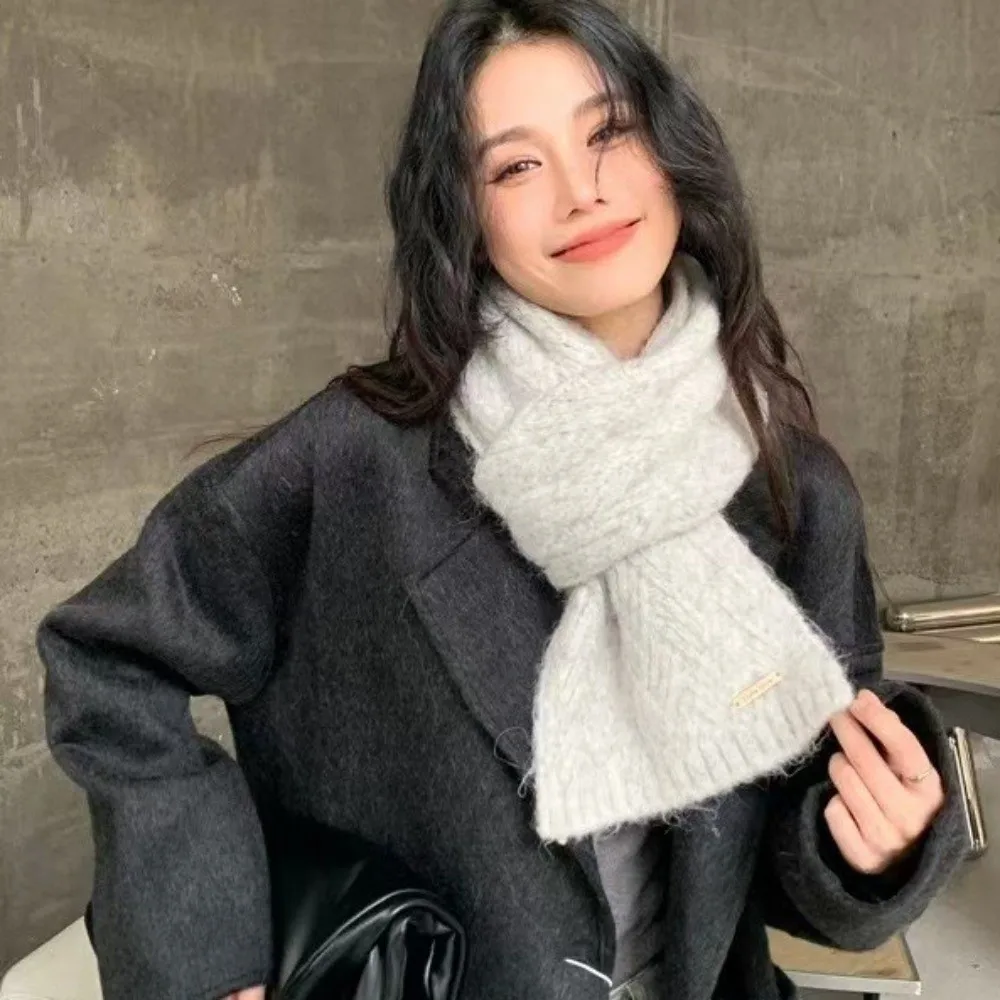 

Новый вязаный утеплитель для шеи, ветрозащитный теплый вязаный шарф, однотонные морозостойкие шарфы, нагрудник, подарок