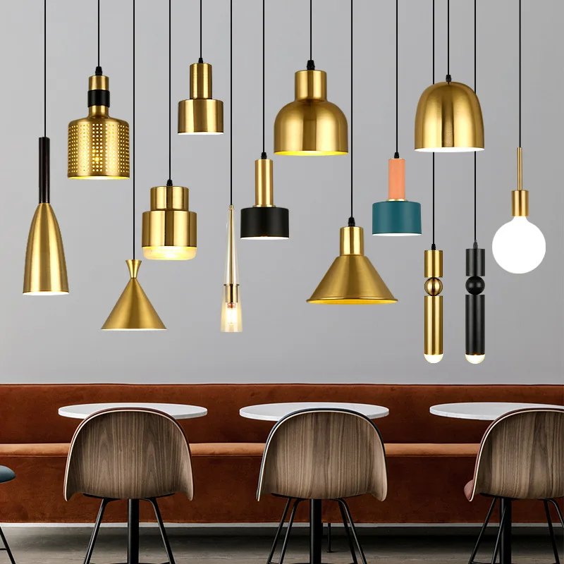 

Nordic Modern Simplicity Gold Restaurant Pendant Lamp Coffee Shop Bar Counter Commercial Lighting Decoration LED Atmosphere Lamp