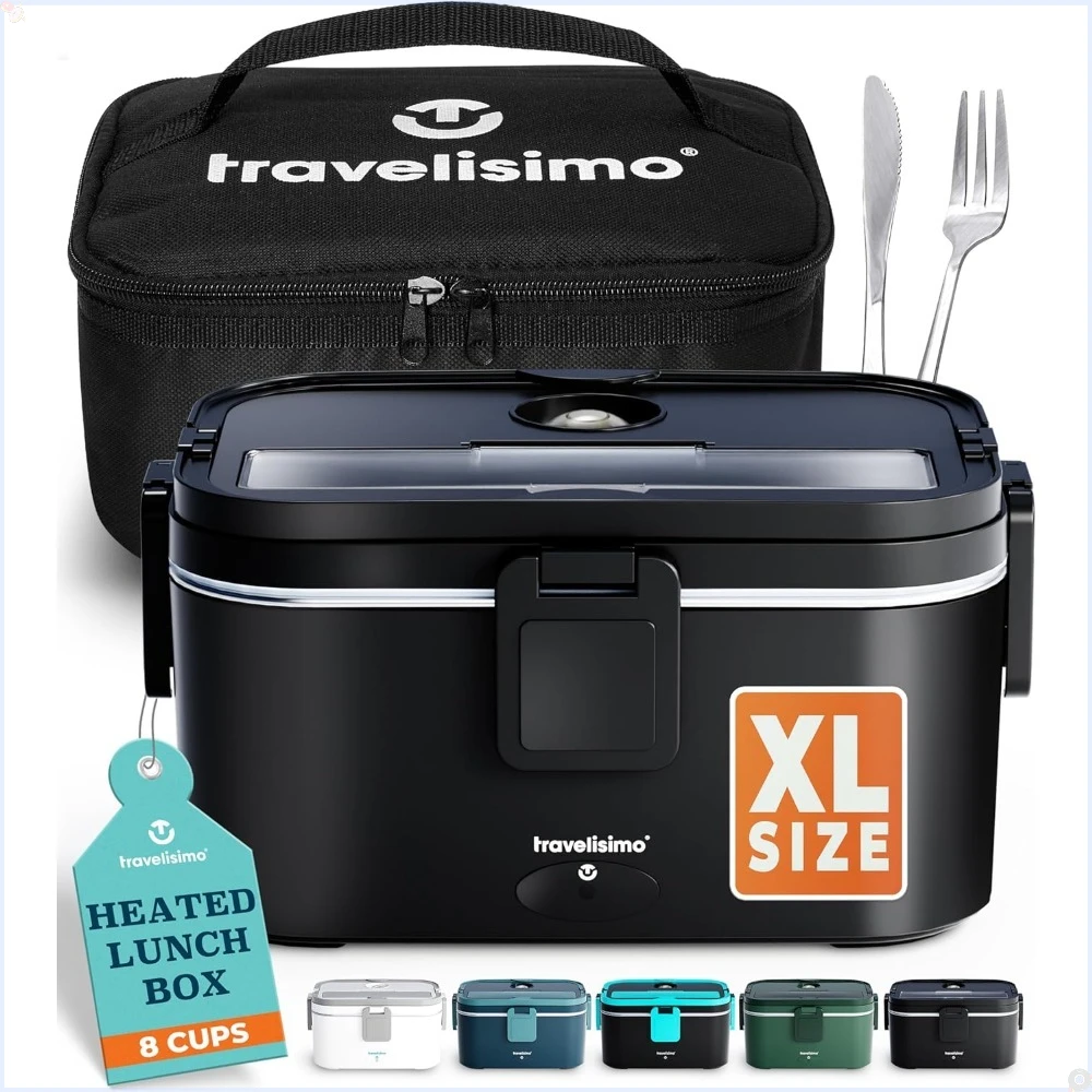 

Extra-Large Electric Lunch Box For Adults Holds up to 8 Cups - 80W Heated Lunch Box 1.8L Electric & Work, -Hombres De Trabajo