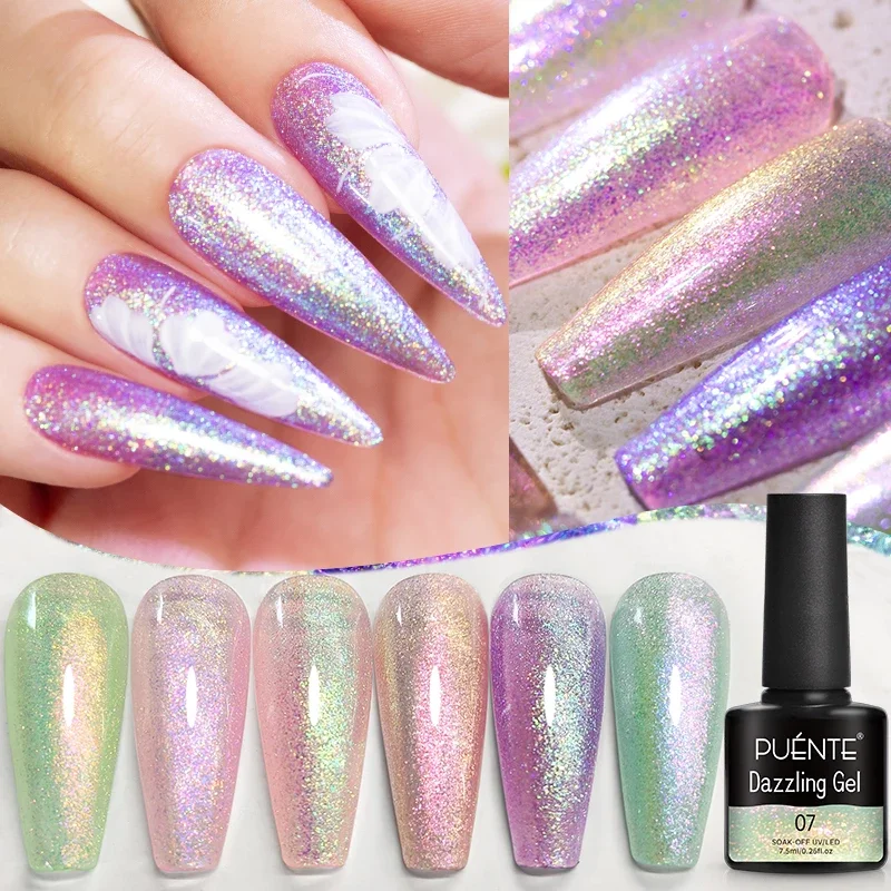 7,5 ml Aurora Chameleon Glitter Dazzling Pearl Gel Nagellack Schimmer Meerjungfrau Nagelgel Soak Off UV LED Semi-Permanent Lack