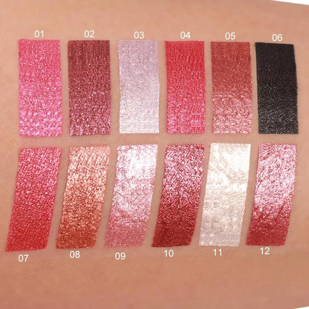 ダイヤモンド スパークル メタリック グロス付きキラキラ口紅 6 個セット 防水 ロングウェア リップ グレーズ メイクアップ