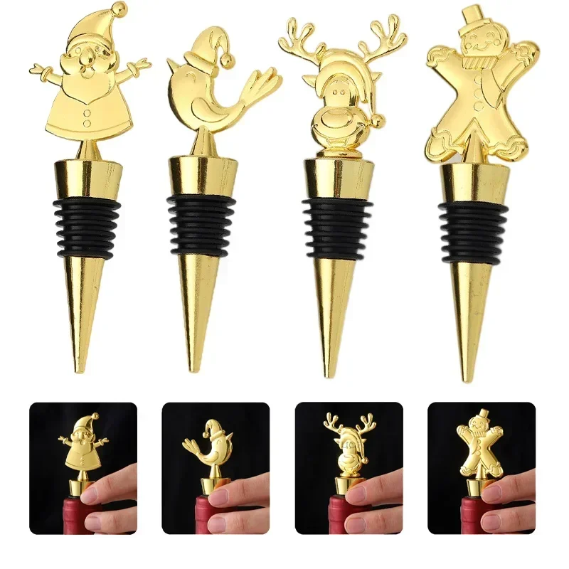 

1PC Santa Claus Christmas Wine Bottle Stopper gingerbread Man christmas Elk Gold Bottle Stopper Sealer Wine Bar Accessories Gift