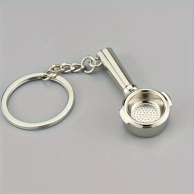 قطعة واحدة من سلسلة المفاتيح المصنوعة من سبيكة القهوة الأنيقة - حقيبة مثالية أو محفظة أو تزيين مفتاح السيارة لمحبي القهوة