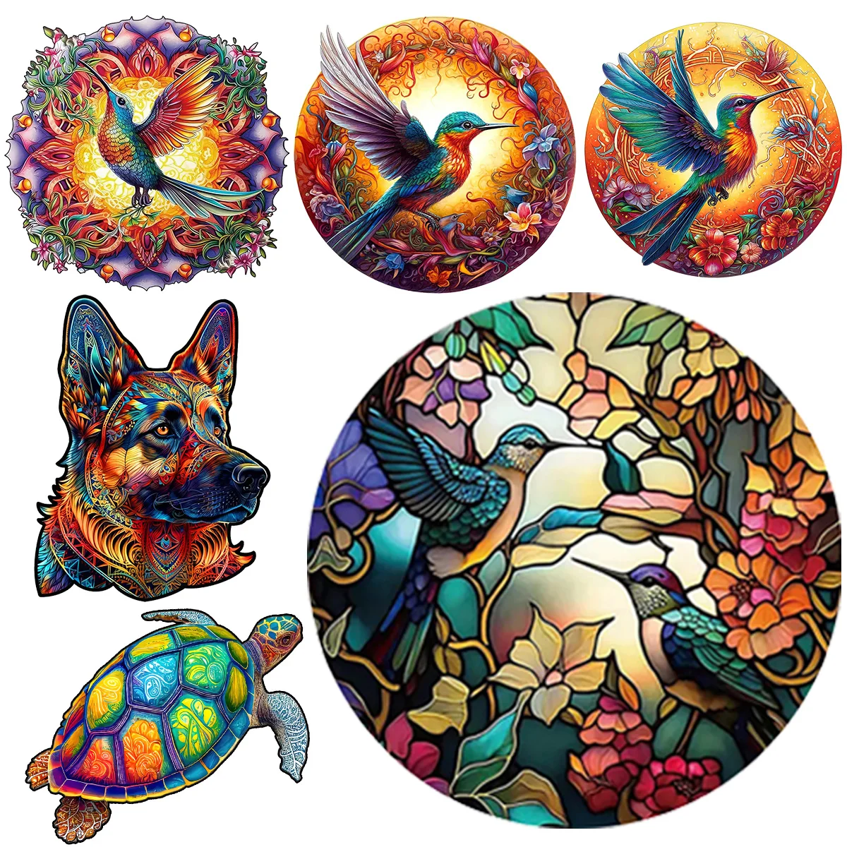 

Jigsaw Puzzle Hummingbirds Gather Honey DIY Wooden Animal Puzzles For Adults Child Decompression Interactive Game Birthday Gift