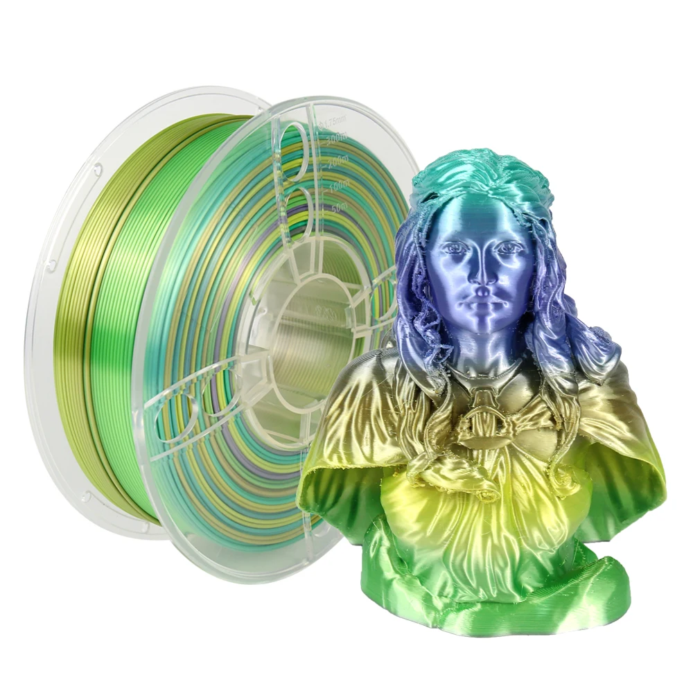 Veeology 1.75mm silk pla rainbow  filament 1kg silk pla filament 3d printer 3d rainbow filament