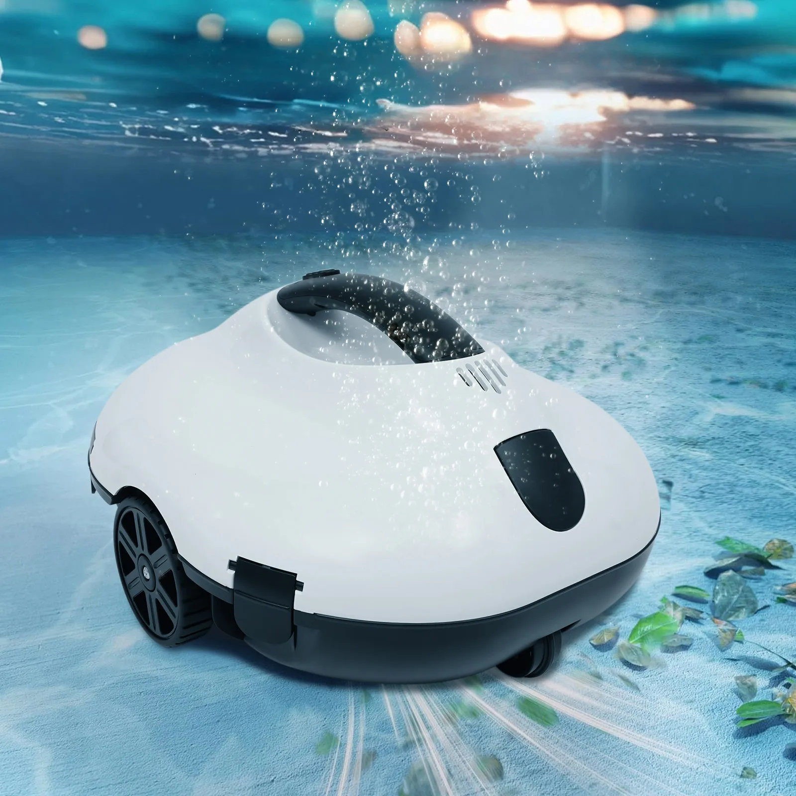 Pool Cleaner Cordless Robotic Pool Cleaner Vacuum IPX8 Waterproof Recharge 130 Mins Self Parking for Flat Ground Pool