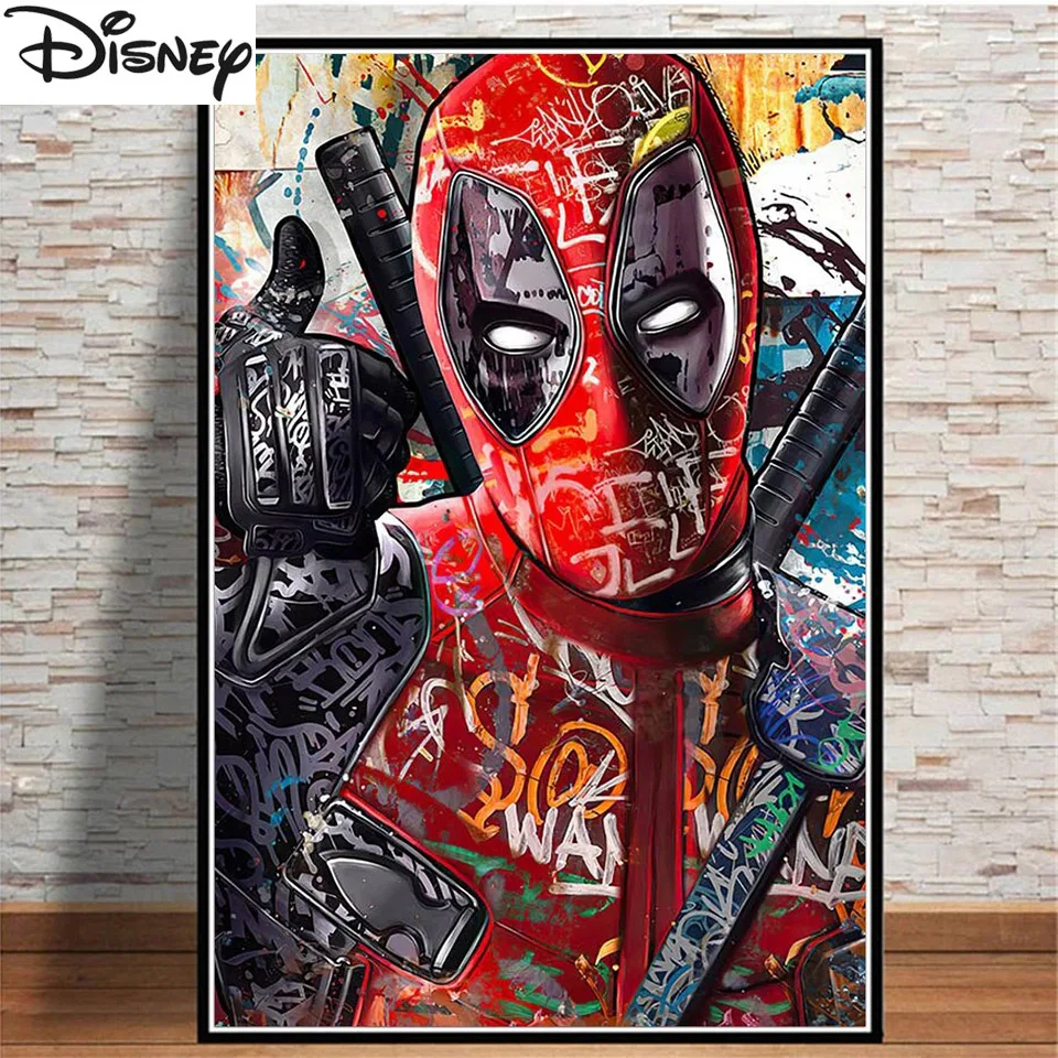 Funny Graffiti Deadpool Diamond Painting Marvel Superhero Cross Stitch Embroidery Kit Full Diamond Mosaic Art Home Decor Picture