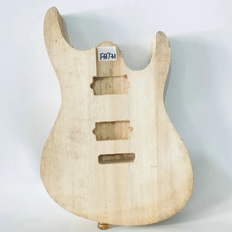 

FB731 Unfinsihed Solid Basswood Custom Electric Guitar Body HH Pickups No Paint for 6 String Guitar Replace DIY