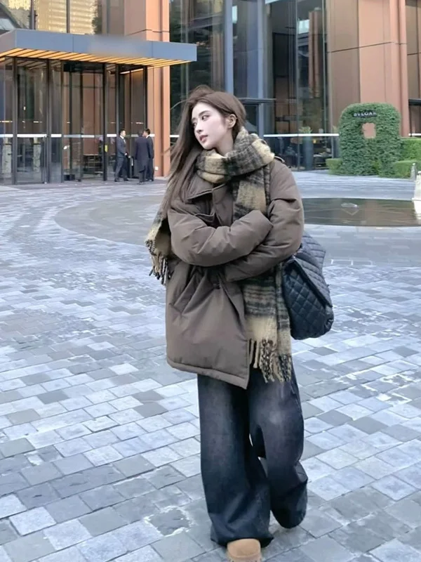 

Korean Style Thickened Cotton Jacket Women's Winter Fashion Warm Casual Thick Outerwear Long Sleeve Color for Young Women