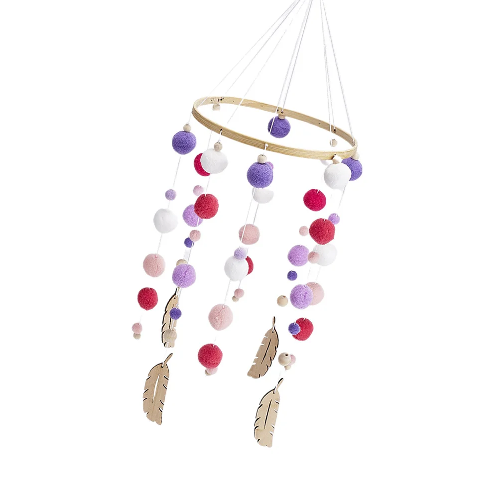 โมบายลมตกแต่งผนัง 1 ชิ้น พร้อมพวงกุญแจขนปุย สไตล์มินิมอล สำหรับตกแต่งบ้าน ห้องนั่งเล่น ห้องนอน หอพัก สไตล์นอร์ดิก