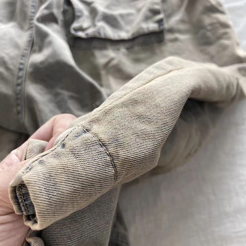 Letnie damskie spodnie jeansowe z bawełny, luźne, z elastyczną talią na sznurki, długość do kostki, łączona konstrukcja, cienkie haremki, wysoka jakość.