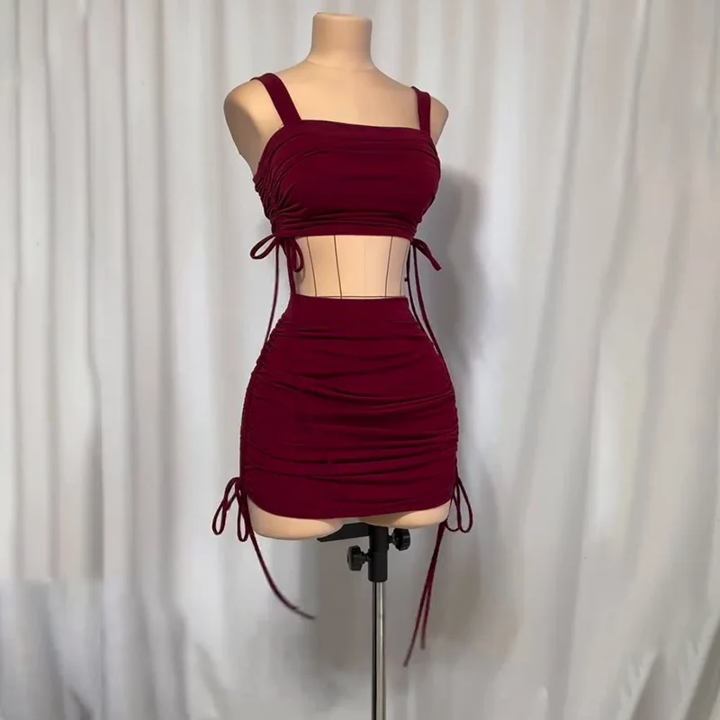 

2024 summer new women's fashion strap hip skirt set Z336