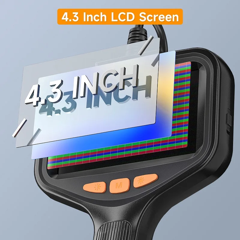 産業用内視鏡カメラ,4.3インチ画面,防水,LEDボアスコープ,パイプ検査,hd1080p,8mm, 2〜100m