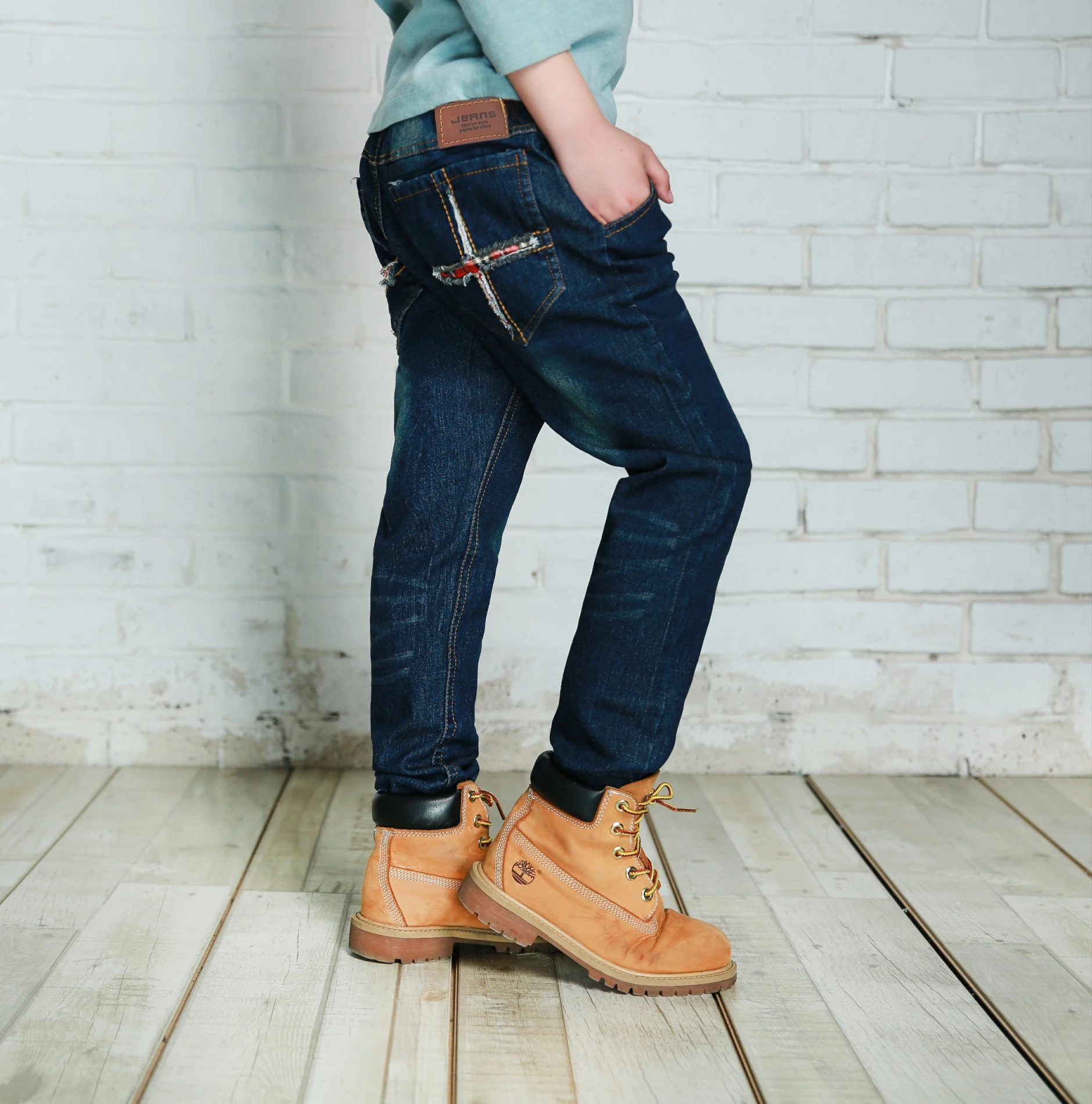 IENENS Kids Casual Jeans Boy Straight Slim Trousers For 4-10 Years Old Spring Fall Kids Denim Pants