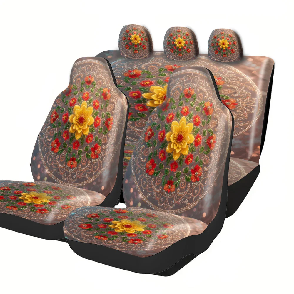 Automobile Seat Protectors - Festive Gifts For Halloween, Christmas, New Year, And Easter, Featuring A Circular Floral Design, M