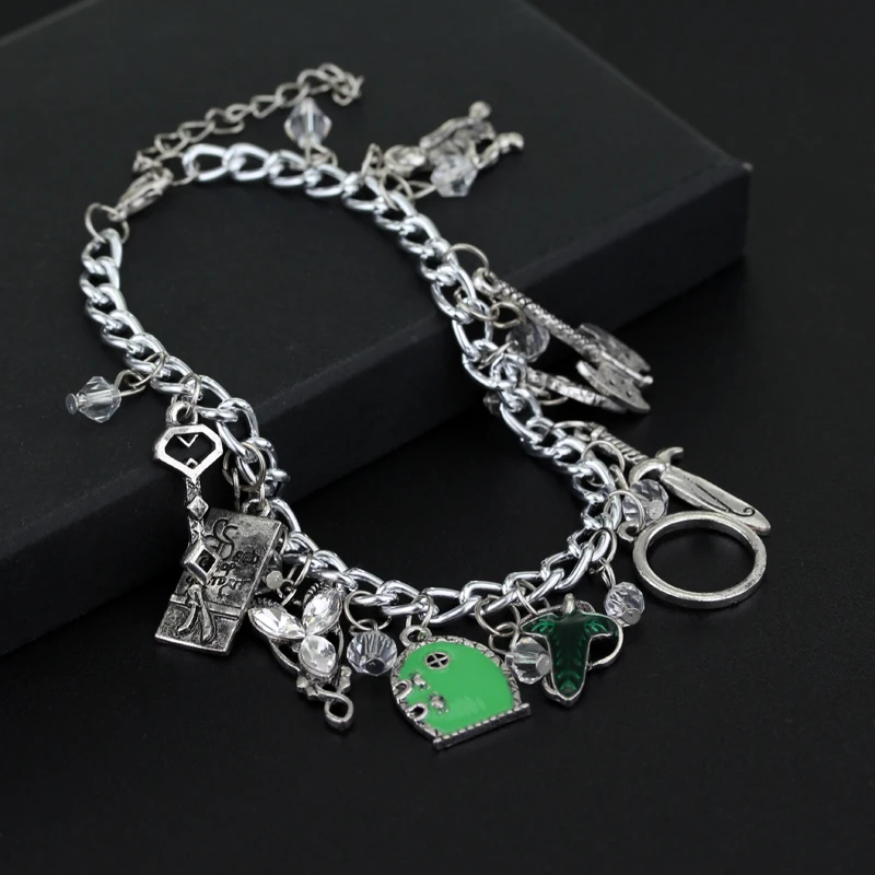 Movie Elf Green Leaves of Lorien Arwen Charms Bracelet Elves Princess Aragorn Arwen Evenstar Men Women Jewelry Gifts