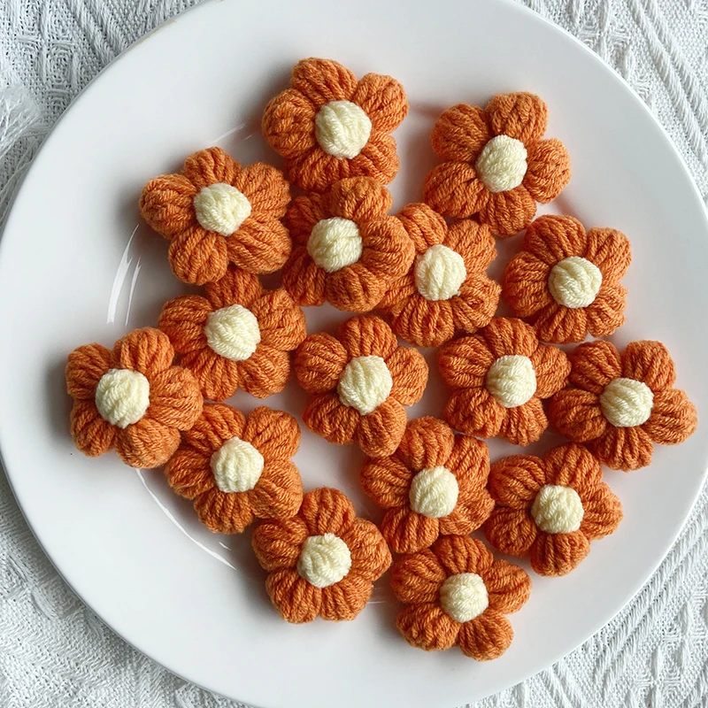 40Pcs High Quality Handmade Simulation Flowers Hand-knitted Flower Applique Clothes Shoes  Wedding Hats Decorative Accessories