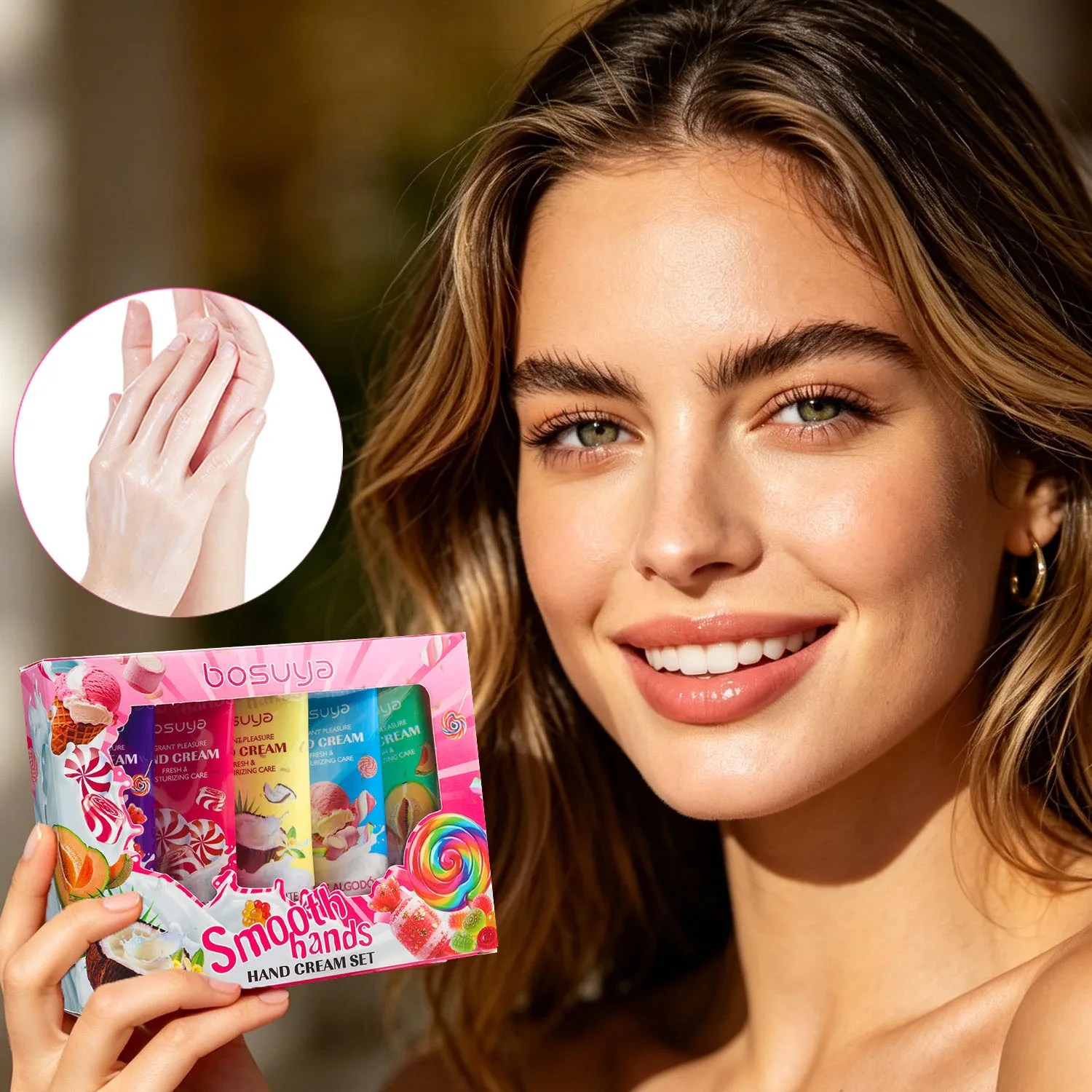 5-Piece Set of Tender and Smooth Hand Cream, Moisturizing and Water Locking, Lightweight and Easy to Absorb, Daily Hand Care