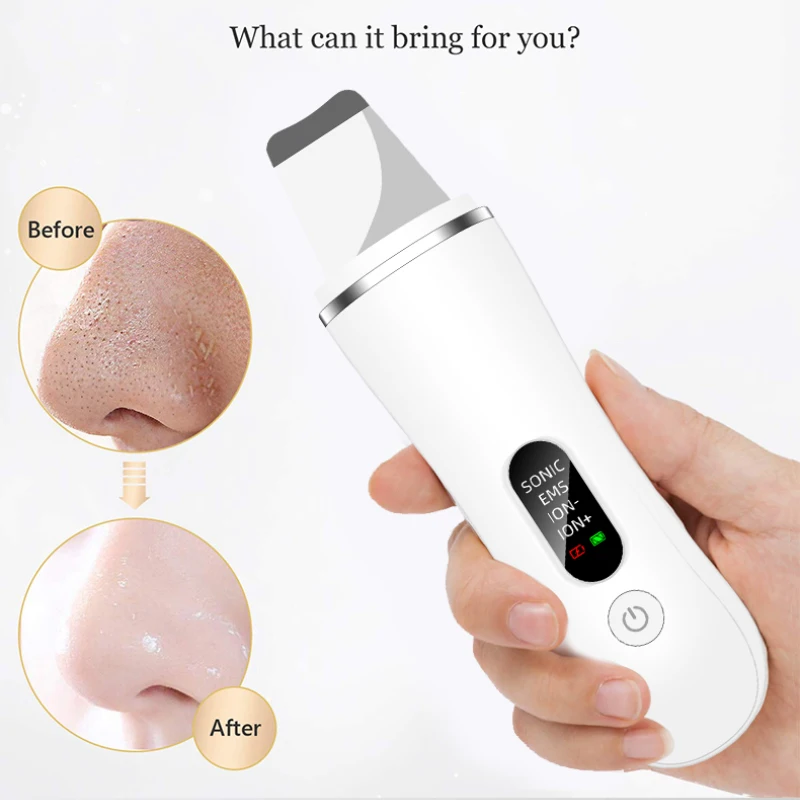 Nuevo Depurador ultrasónico de la piel, limpieza Facial profunda, eliminación de espinillas, limpieza ultrasónica, cavitación, pala exfoliante, depurador de la piel