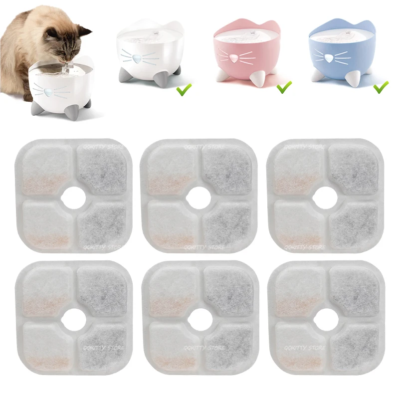 8pcs /12pcs Activated Carbon Filter for Pi xi 8.5cm Cat Drinking Fountain Square Filter Replacement Cat Dog Water Dispenser