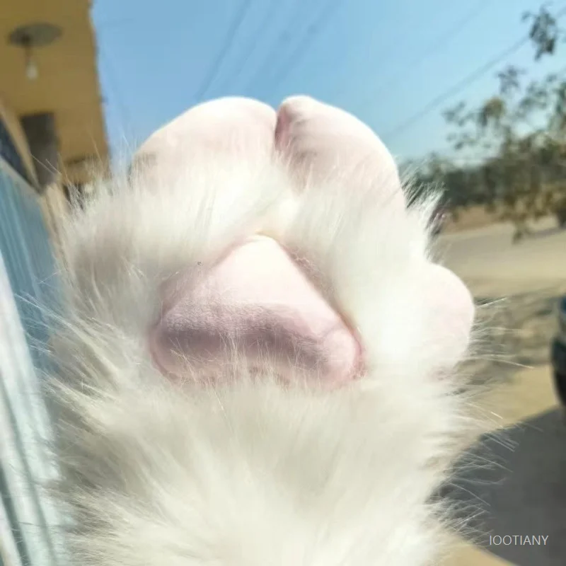 Peludo ovelha garra pata luvas bonito fursuit kigurumi cosplay animal luvas de pelúcia quente macio kig cordeiro luva Holloween role play prop