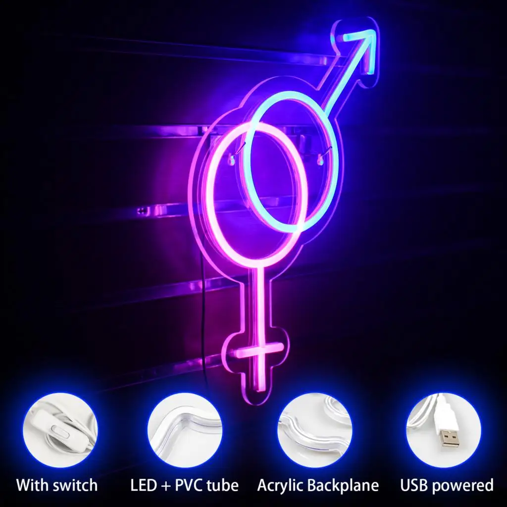 Boy Girl Symbol Neon Sign For Wall Decor Men Women Art Logo Led Lights Dimmable Room Decoration Bedroom Home Bar Wall Decor Lamp