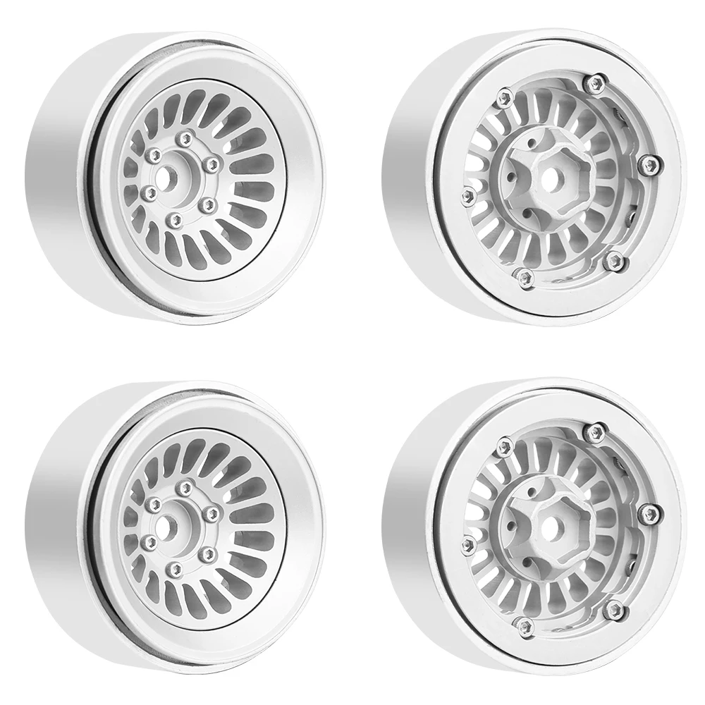 

4PCS 1.3 Inch Aluminum Beadlock Wheels for 1/24 Axial SCX24 90081 C10 AX24 1/18 TRX4M RC Crawler Upgrade Parts