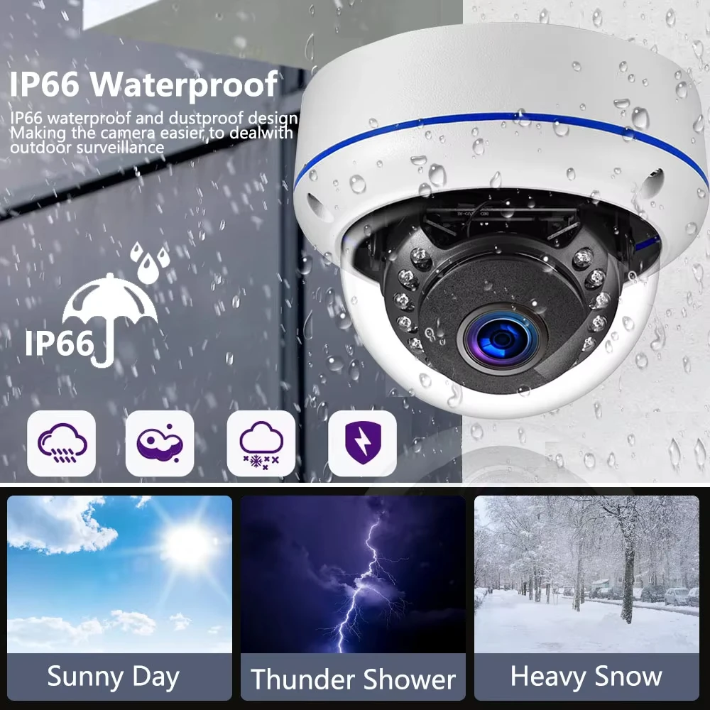 8MP 4K 5MP Security IPC Camera Metal Explosion-proof Outdoor Human Detection Audio Record CCTV Dome Home Surveillance Camera