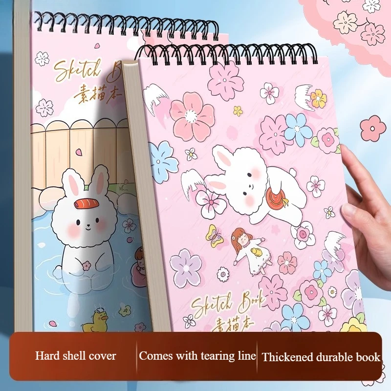 16K/A4 Coil Sketchbook 60 Sheets/120 Pages Thickened Paper for Outdoor Sketching Students Practice Sketch Design