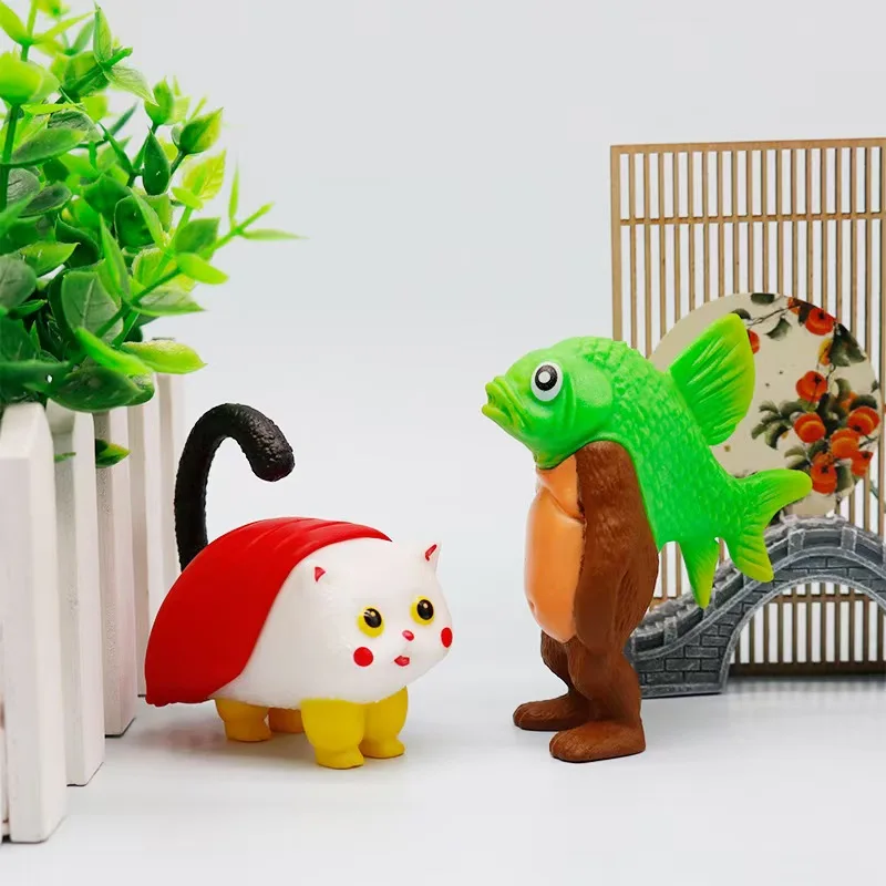 Ai anime shanhaijing tung tung sahur vara de madeira pessoas passar blocos de construção abstratos presente brinquedo ornamento tijolo boneca modelo