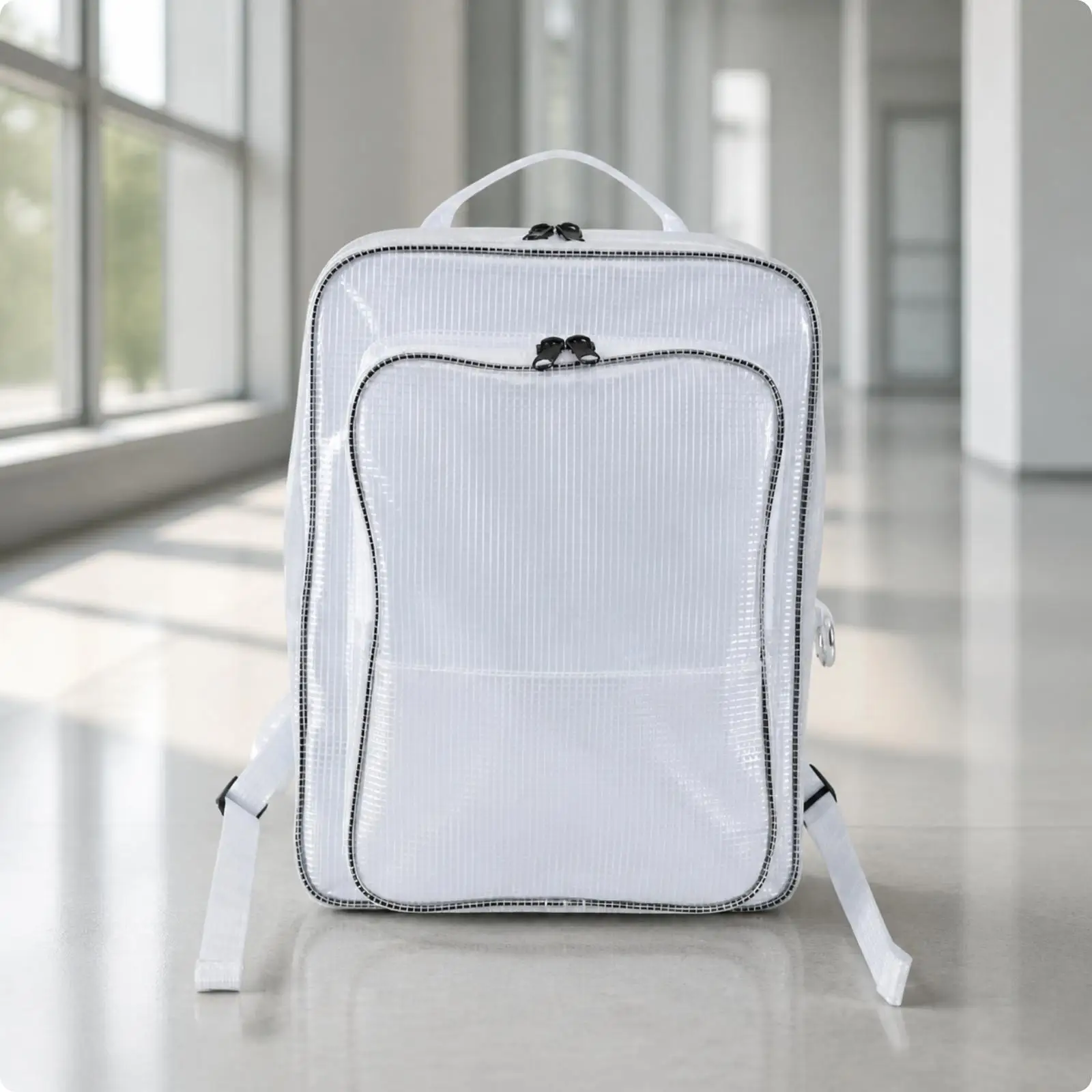PVC Mesh Anti Static Grid Rucksack Waterproof Travel Backpack for Commuting School Daily Carry